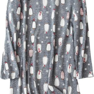 American Trends Nightgowns for Women Long Sleeve Cotton Blend Sleepwear, Knee Length Night Gowns Sleepshirts House Lounge